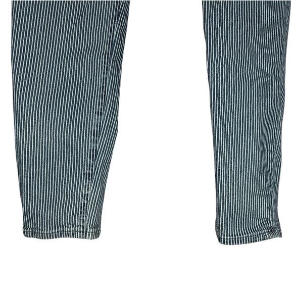Madewell 9" Mid Rise Skinny Striped Jeans Pants Size 31 White Blue - Picture 6 of 9